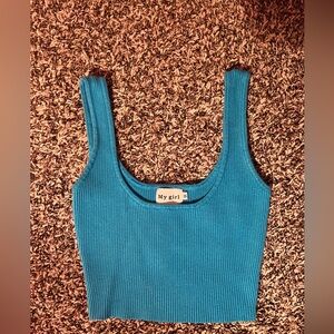 Vibrant Blue Ribbed Tank Top